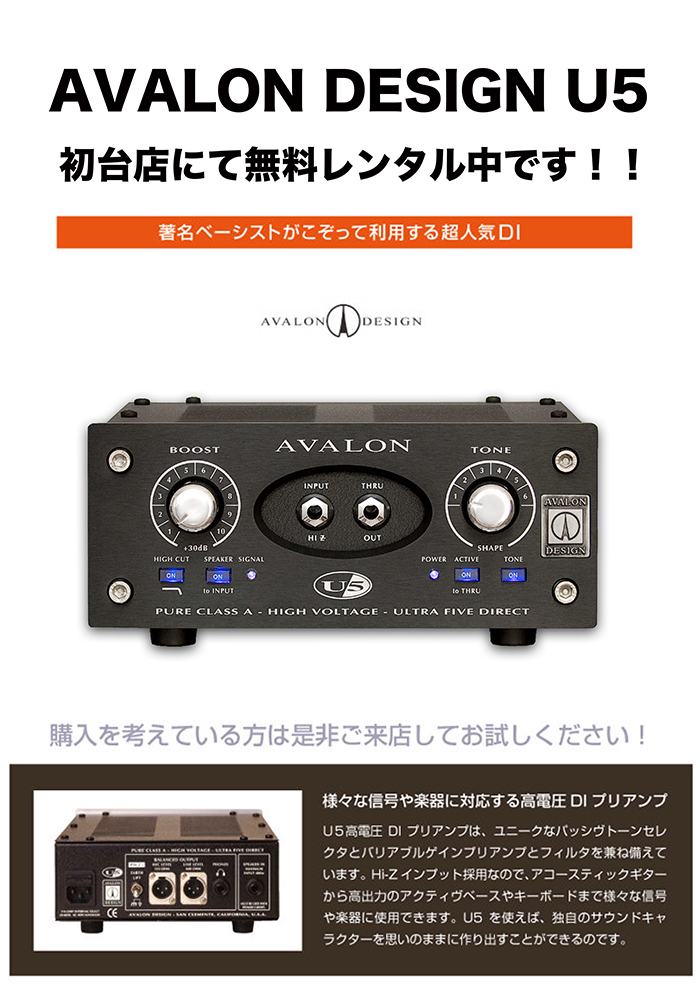 ベーシスト必見！AVALON U5 初台店にて無料レンタル中！｜音楽貸し